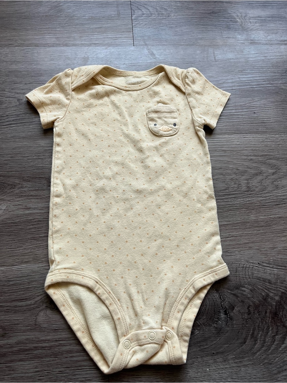 Carter's Cream Short-Sleeve Dot Pocket One-Piece